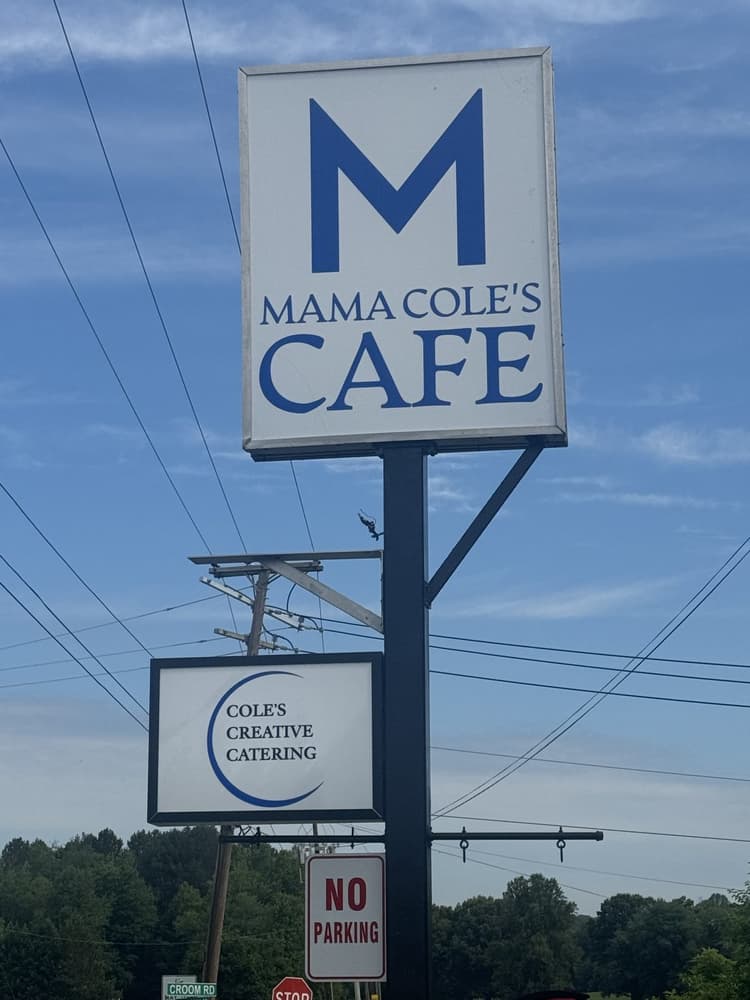 Mama Cole's Cafe road sign on Croom Rd, Upper Marlboro